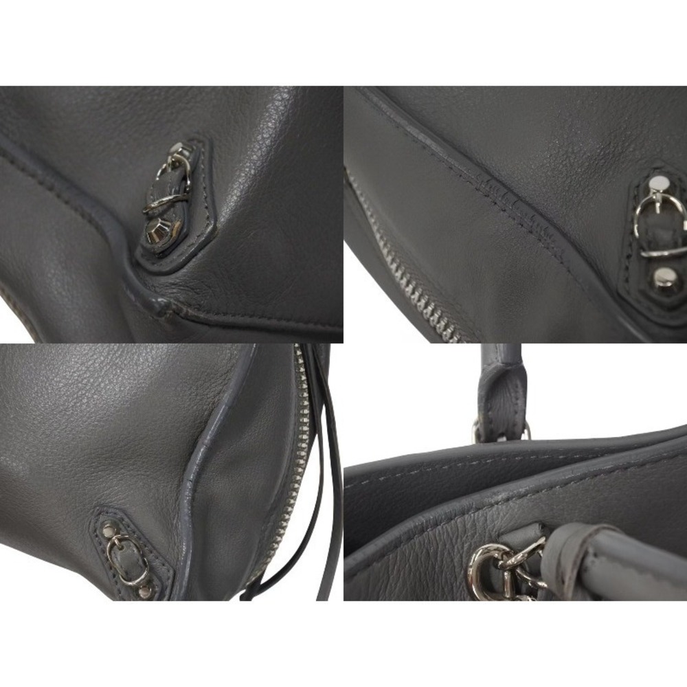 BALENCIAGA Paper Handbag Gray Leather Shoulder Strap